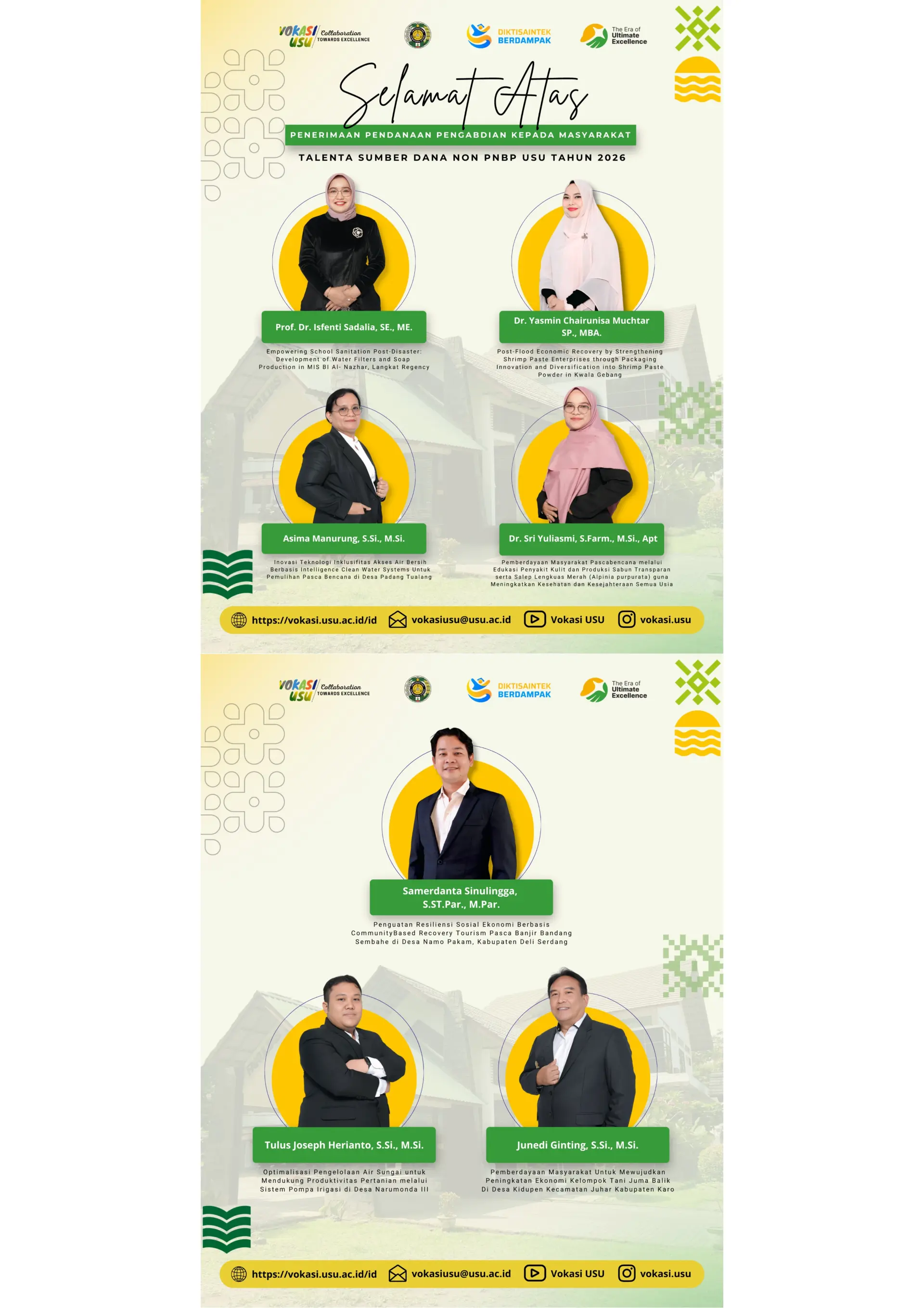 Pengumuman Penerimaan Pendanaan Kegiatan Pengabdian kepada Masyarakat TALENTA Sumber Dana Non PNBP USU Tahun Anggaran 2026